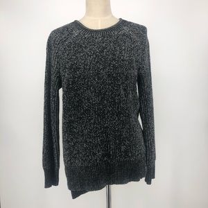 Ellen Tracy Pullover Black Marl High Low Hem